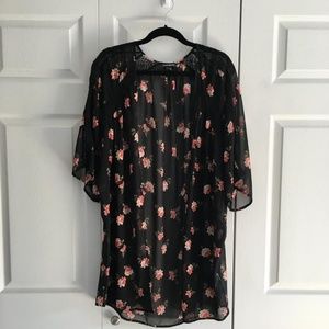 Express Sheer Floral Print Open Robe/ Cover Up